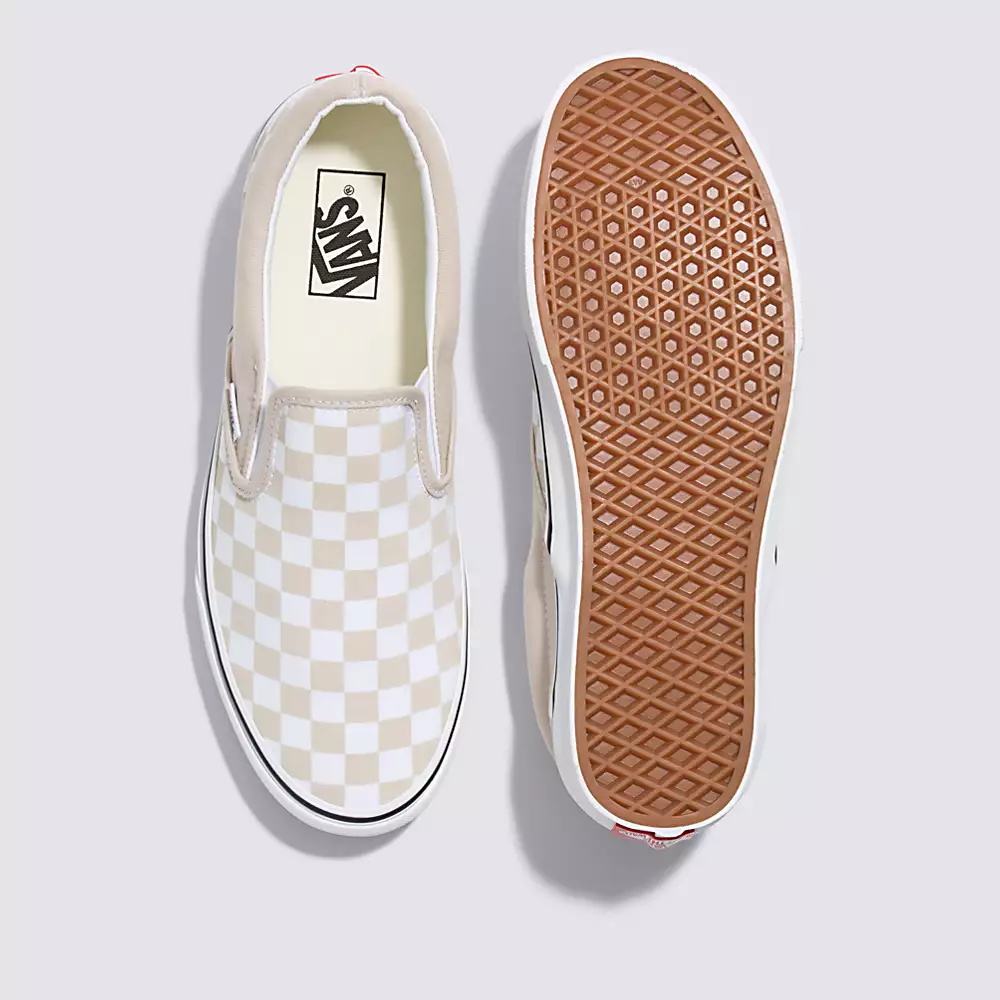 Men's Vans Checkerboard Classic Slip On Shoes Grey White | USA36482