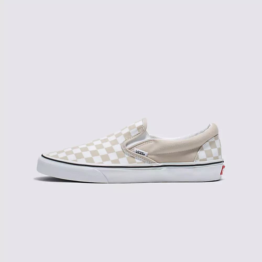 Men\'s Vans Checkerboard Classic Slip On Shoes Grey White | USA36482