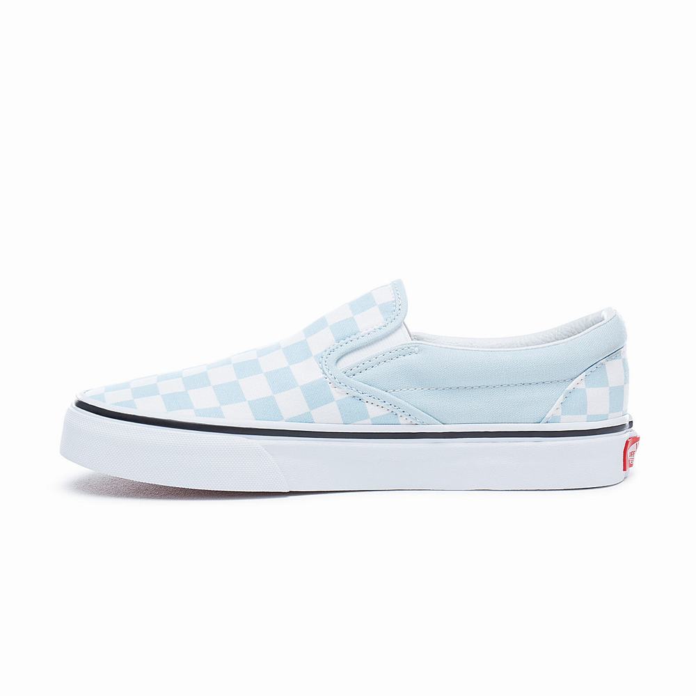 Men's Vans Checkerboard Classic Slip On Shoes Blue | USA48359