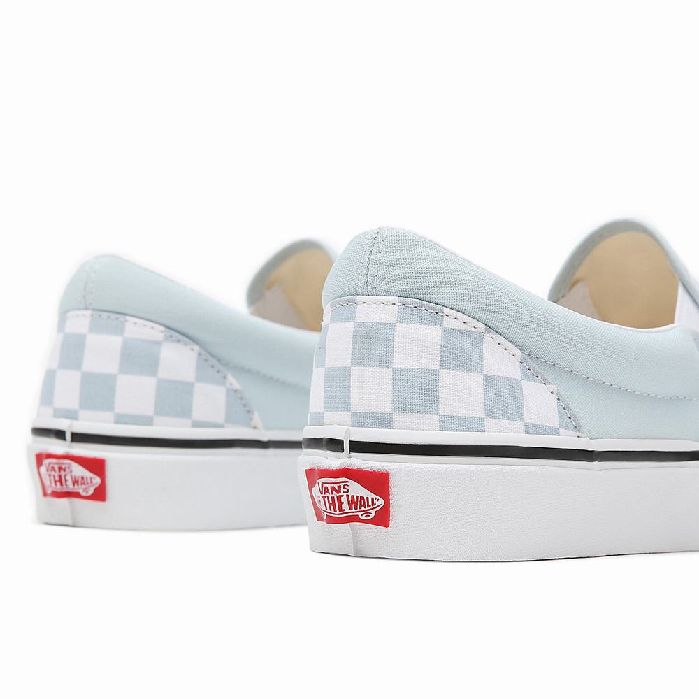 Men's Vans Checkerboard Classic Slip On Shoes Blue | USA48359