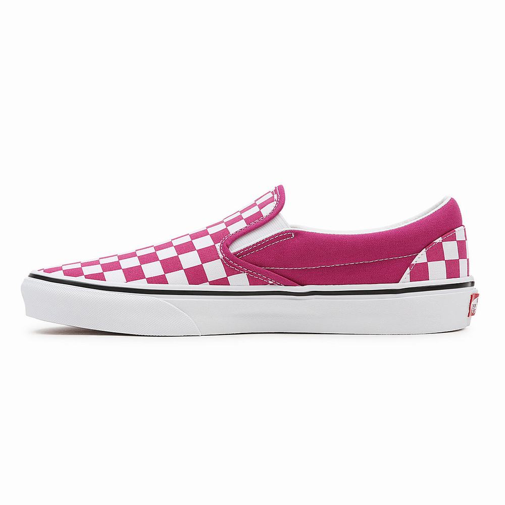 Men's Vans Checkerboard Classic Slip On Shoes Pink | USA81794