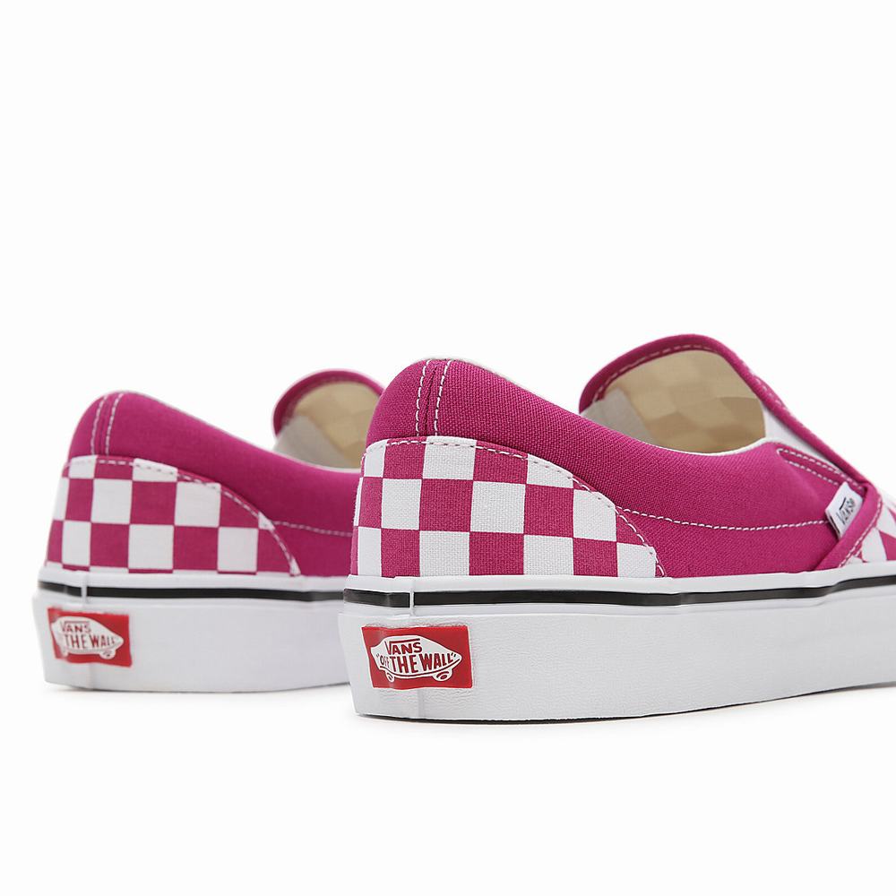 Men's Vans Checkerboard Classic Slip On Shoes Pink | USA81794