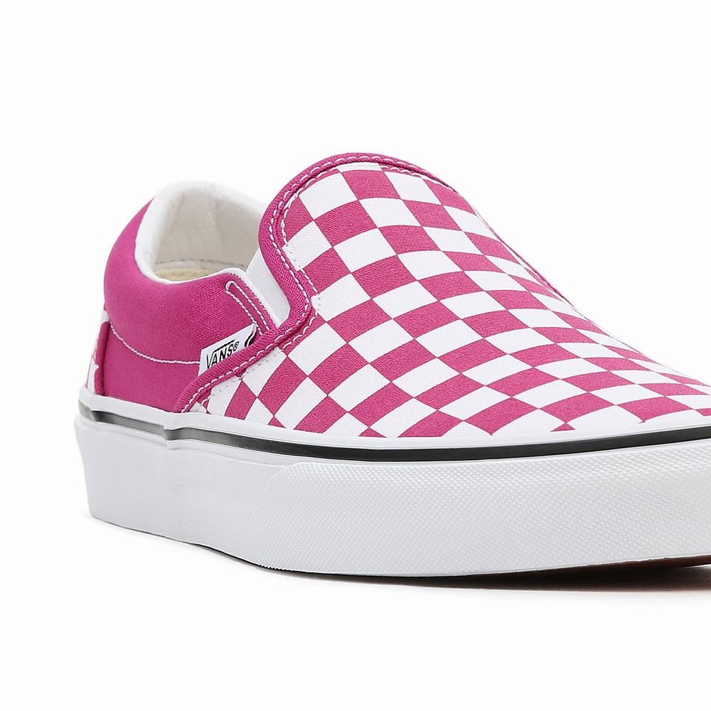 Men's Vans Checkerboard Classic Slip On Shoes Pink | USA81794