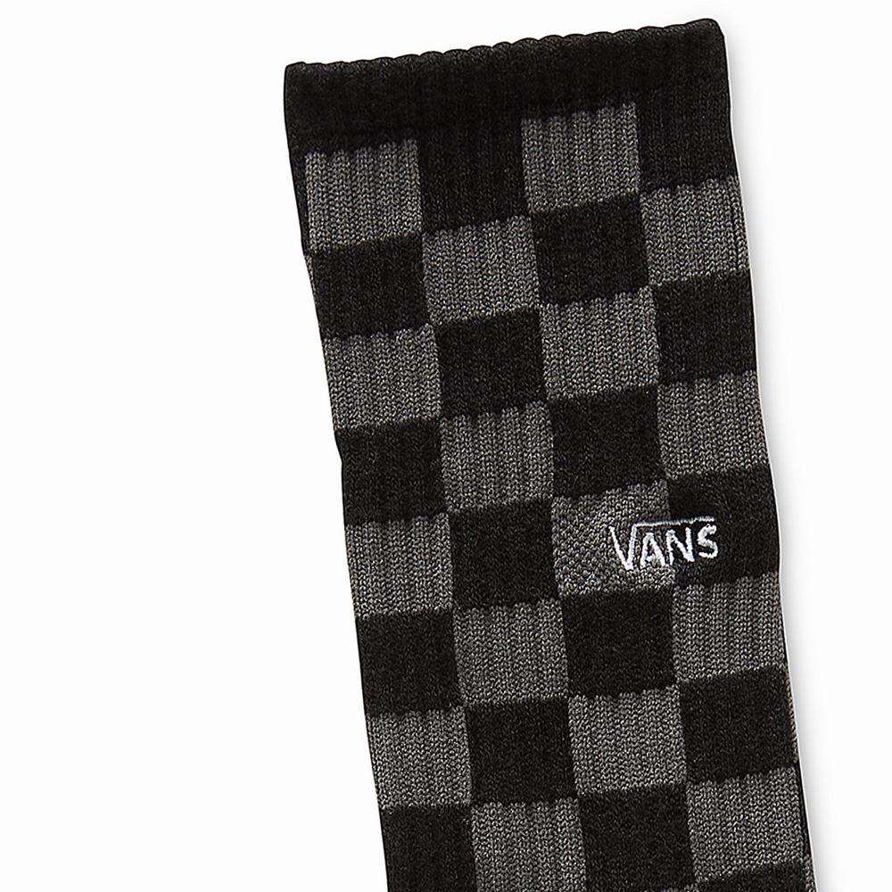 Men's Vans Checkerboard Crew (1 pair) Socks Grey | USA49165