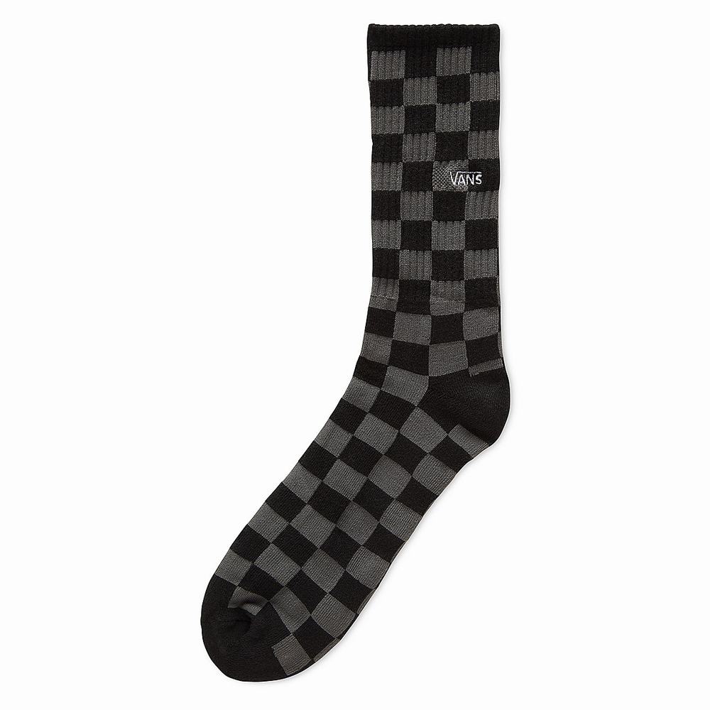 Men\'s Vans Checkerboard Crew (1 pair) Socks Grey | USA49165