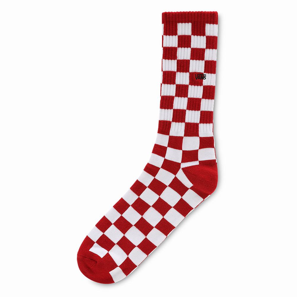 Men\'s Vans Checkerboard Crew II (1 pair) Socks Red | USA91670