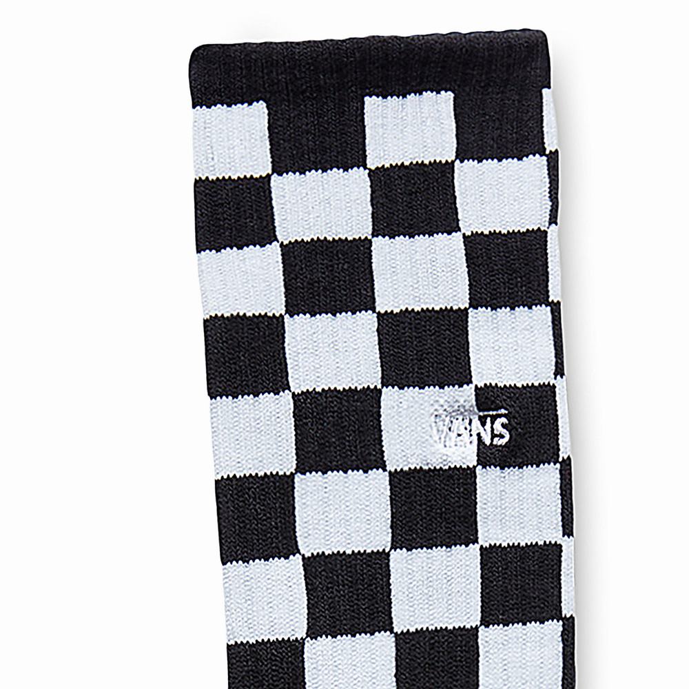 Men's Vans Checkerboard II Crew (1 Pair Pk) Socks Black / White | USA90317