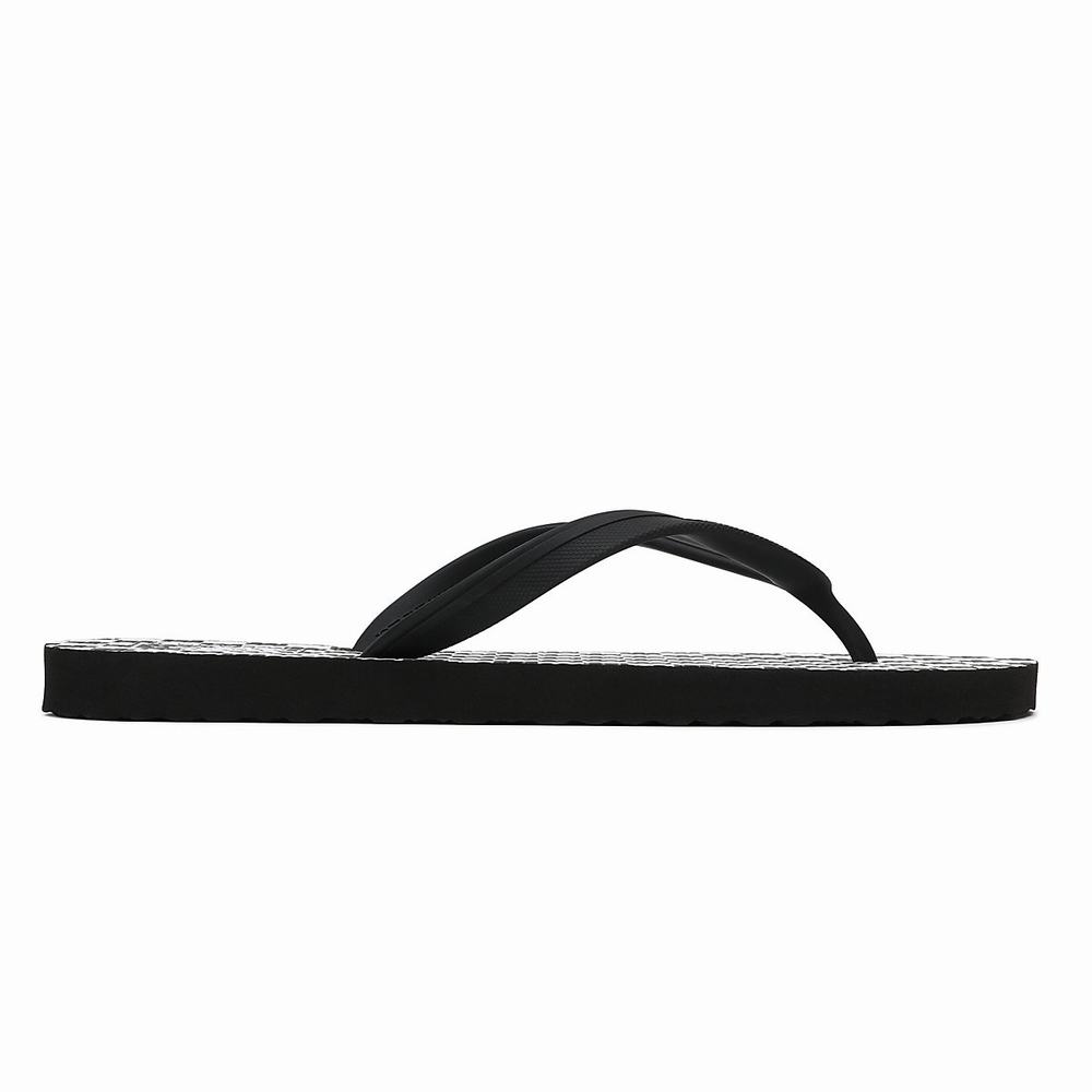 Men's Vans Checkerboard Makena Slides Black / White | USA68437