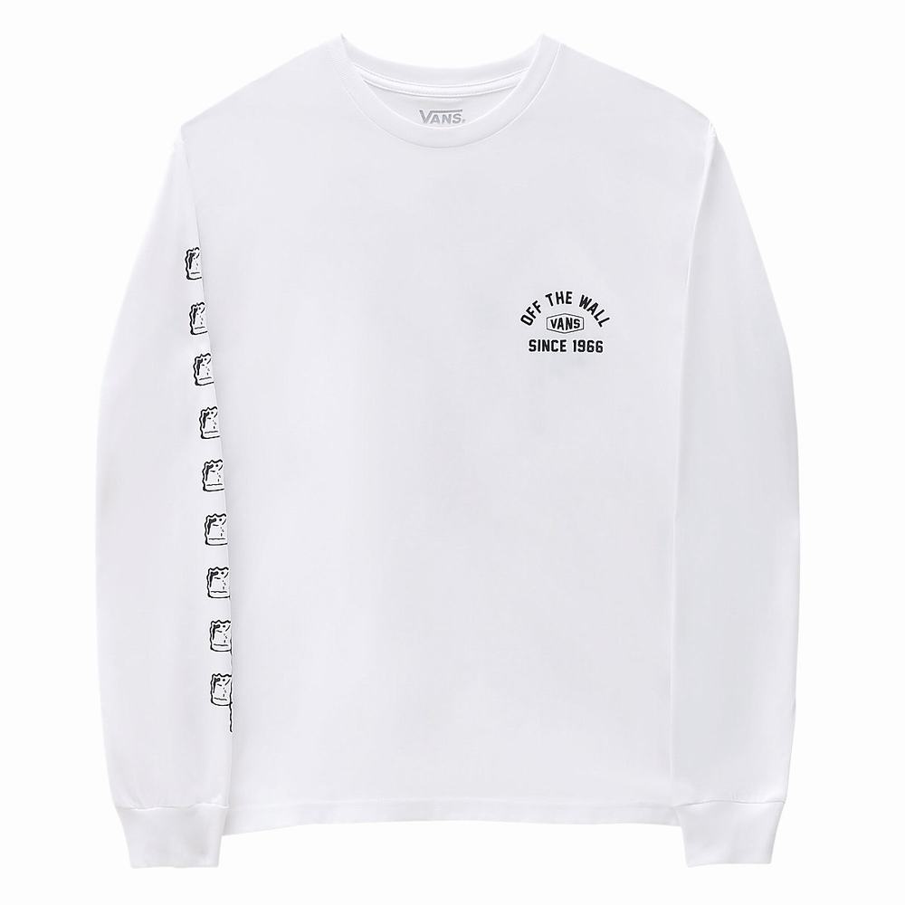 Men's Vans Checkerboard Research Long Sleeve T Shirts White | USA40792