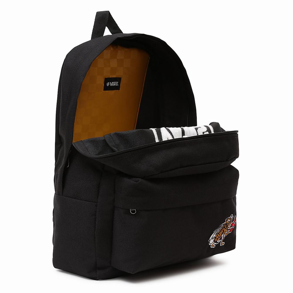 Men's Vans Checkerboard Research Old Skool III Backpacks Black | USA15342