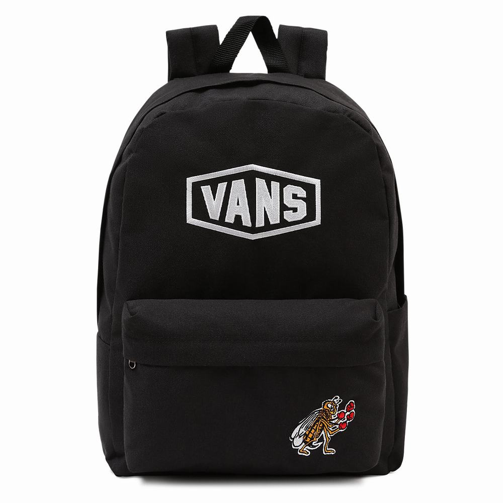 Men\'s Vans Checkerboard Research Old Skool III Backpacks Black | USA15342