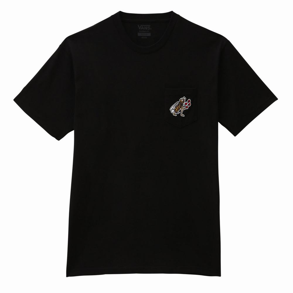 Men's Vans Checkerboard Research T Shirts Black | USA83564