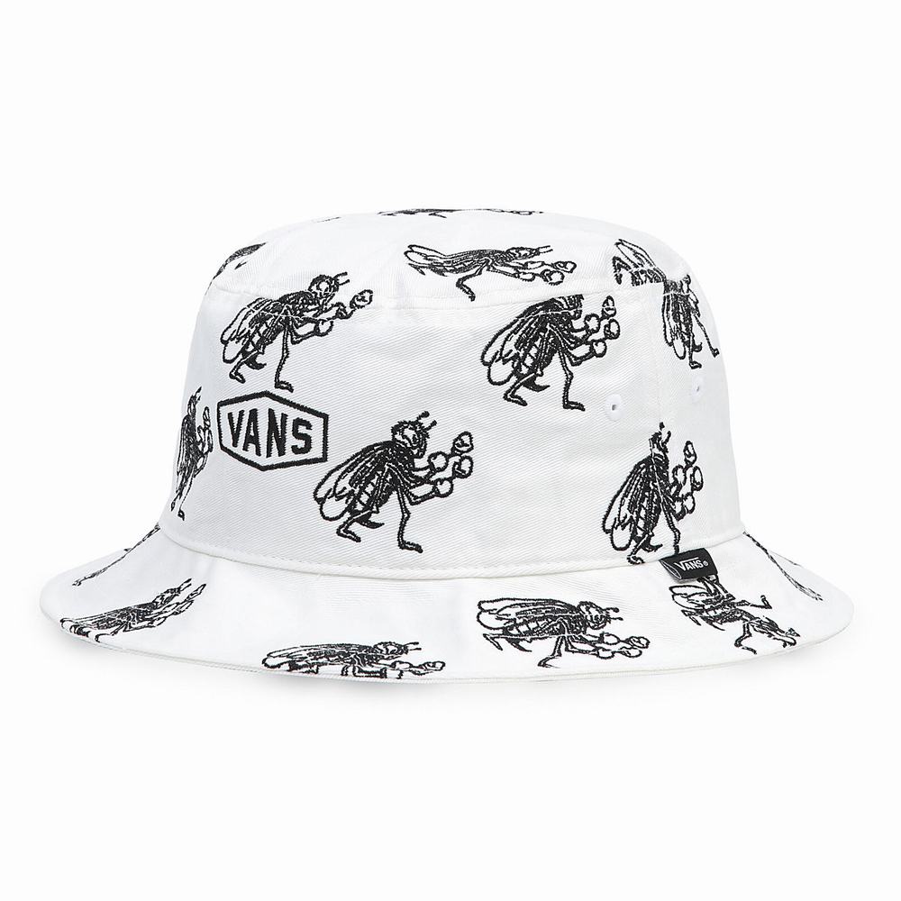 Men's Vans Checkerboard Research Undertone II Bucket Hats White | USA96023