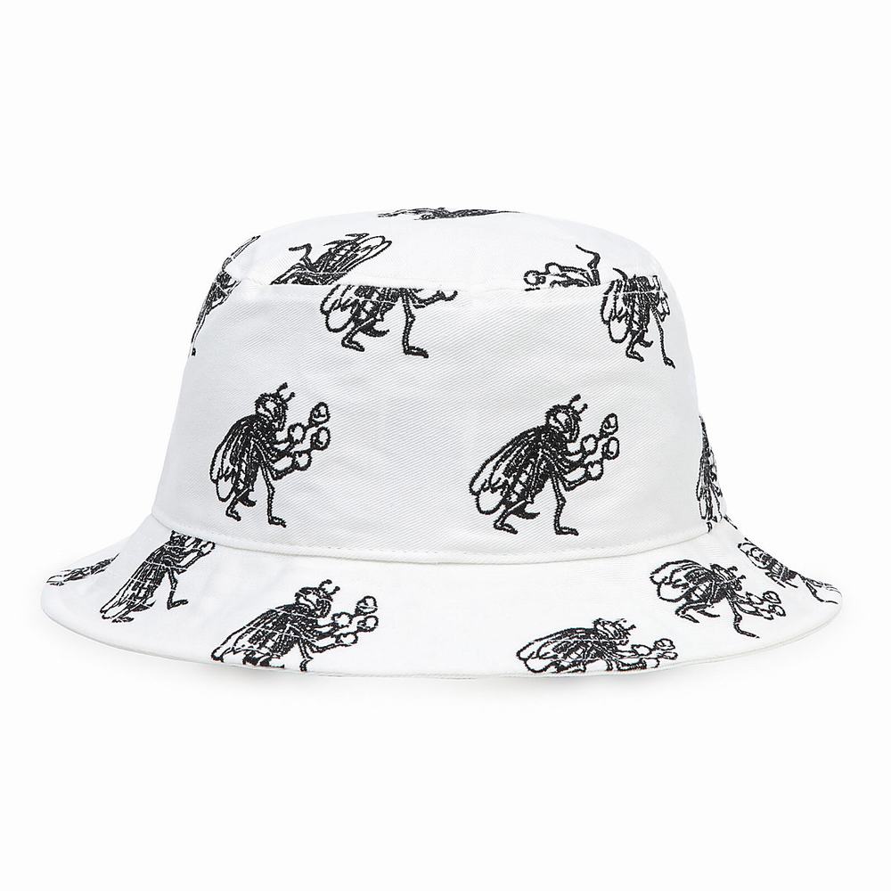 Men's Vans Checkerboard Research Undertone II Bucket Hats White | USA96023