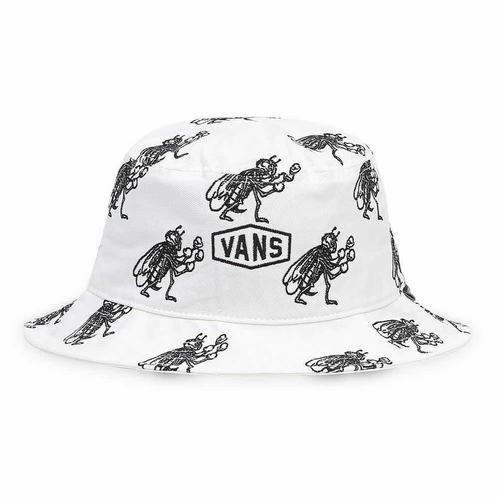 Men\'s Vans Checkerboard Research Undertone II Bucket Hats White | USA96023