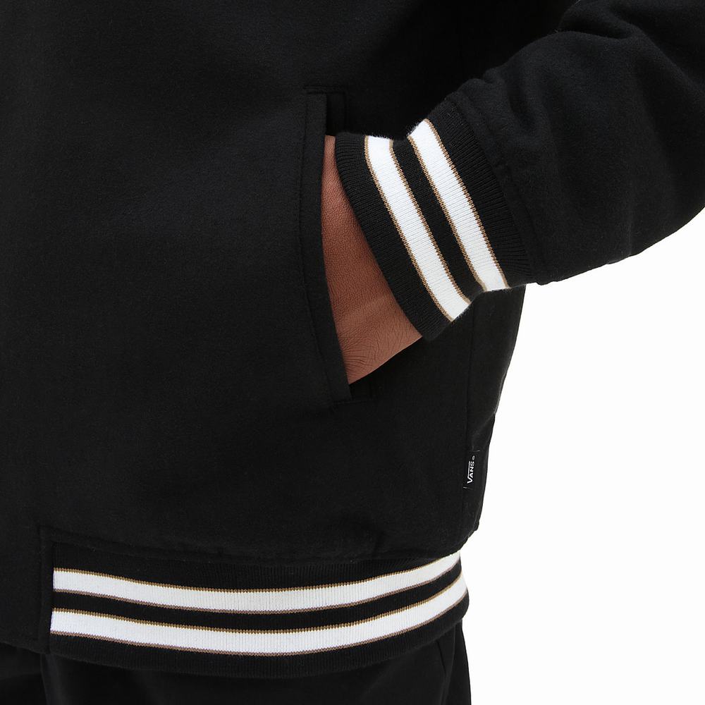 Men's Vans Checkerboard Research Varsity Jackets Black | USA47082