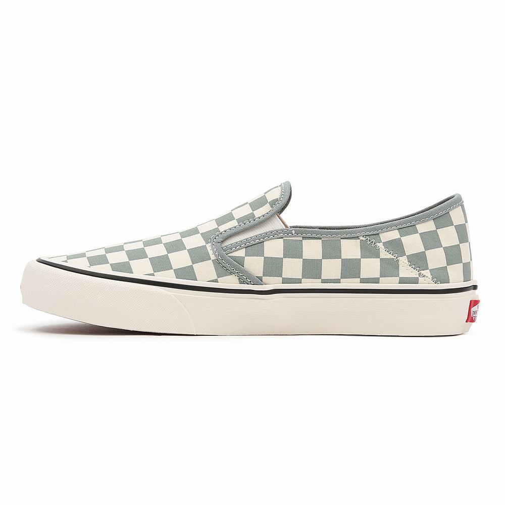 Men's Vans Checkerboard Slip-On SF Slip On Shoes Green | USA79416