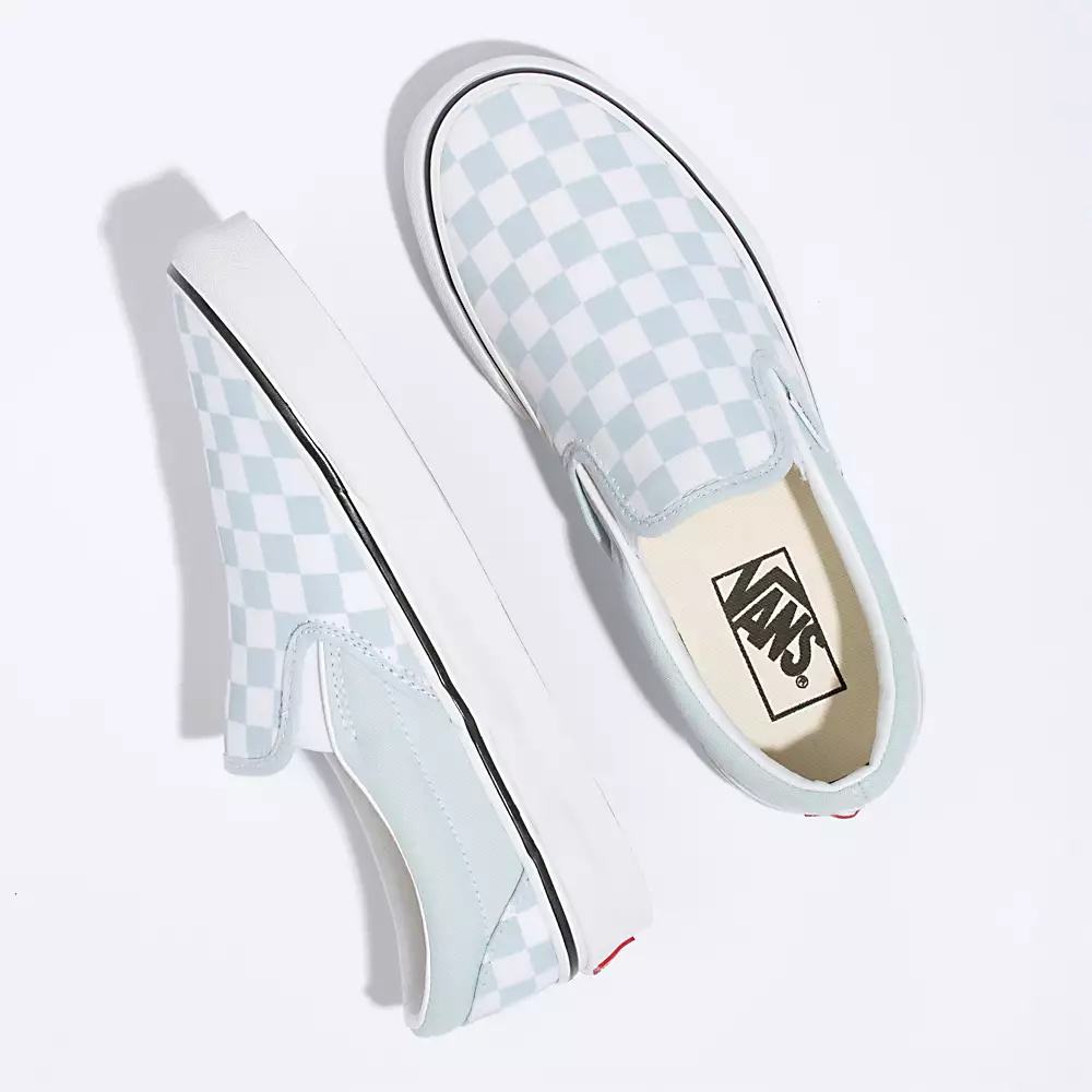 Men's Vans Checkerboard Slip On Shoes Blue / White | USA94562