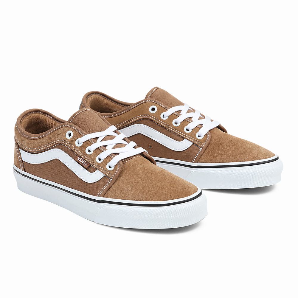 Men\'s Vans Chukka Low Sidestripe Sneakers Brown | USA06351