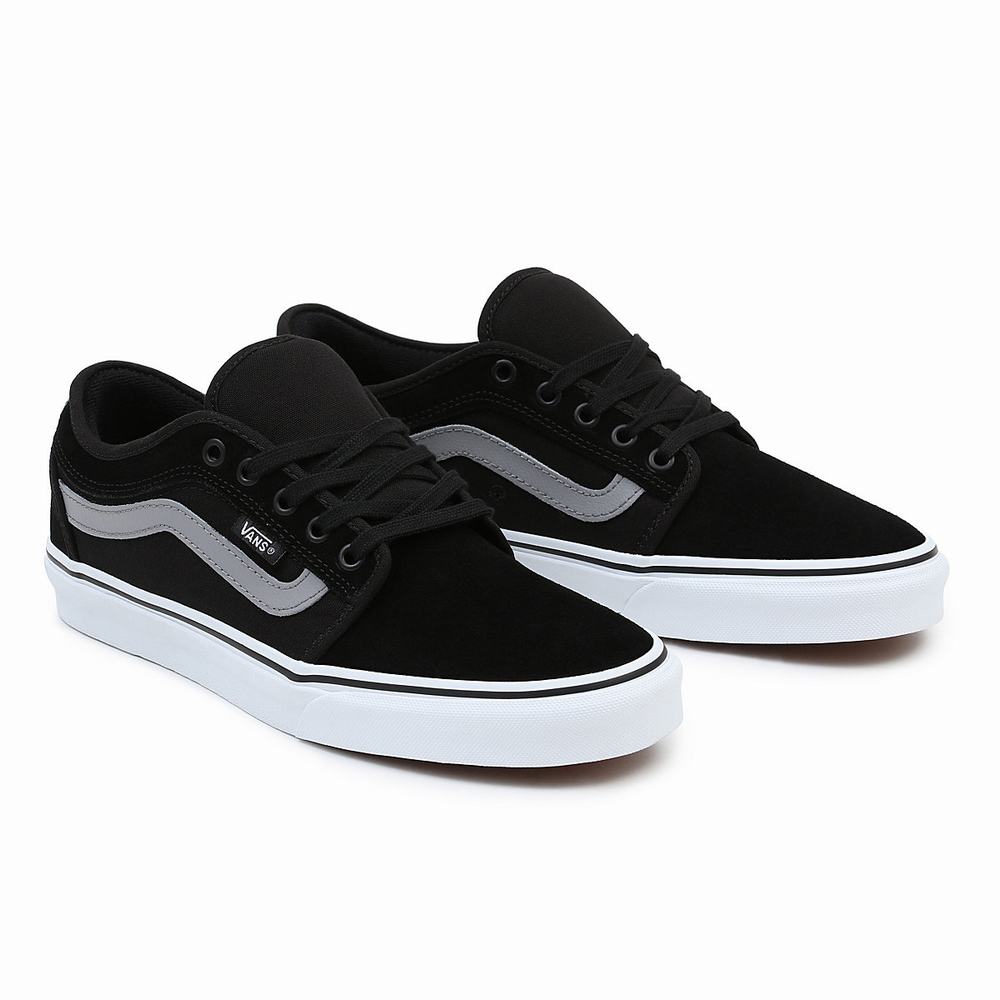 Men\'s Vans Chukka Low Sidestripe Sneakers Black | USA37842