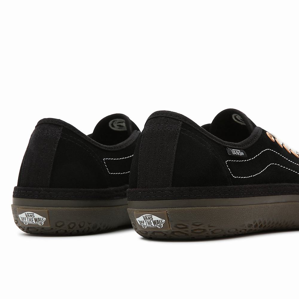 Men's Vans Circle Vee Sneakers Black | USA78490