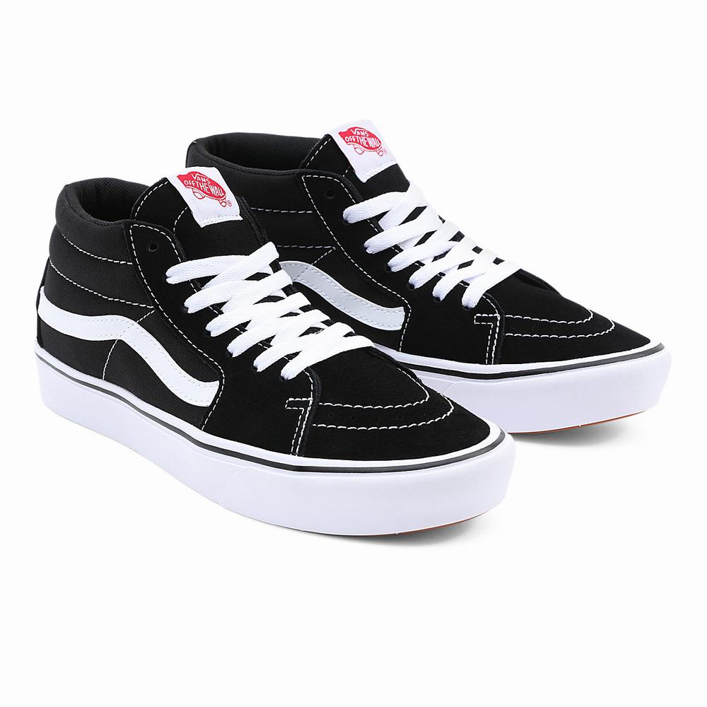 Men\'s Vans Classic ComfyCush Sk8-Mid Sneakers Black | USA24961