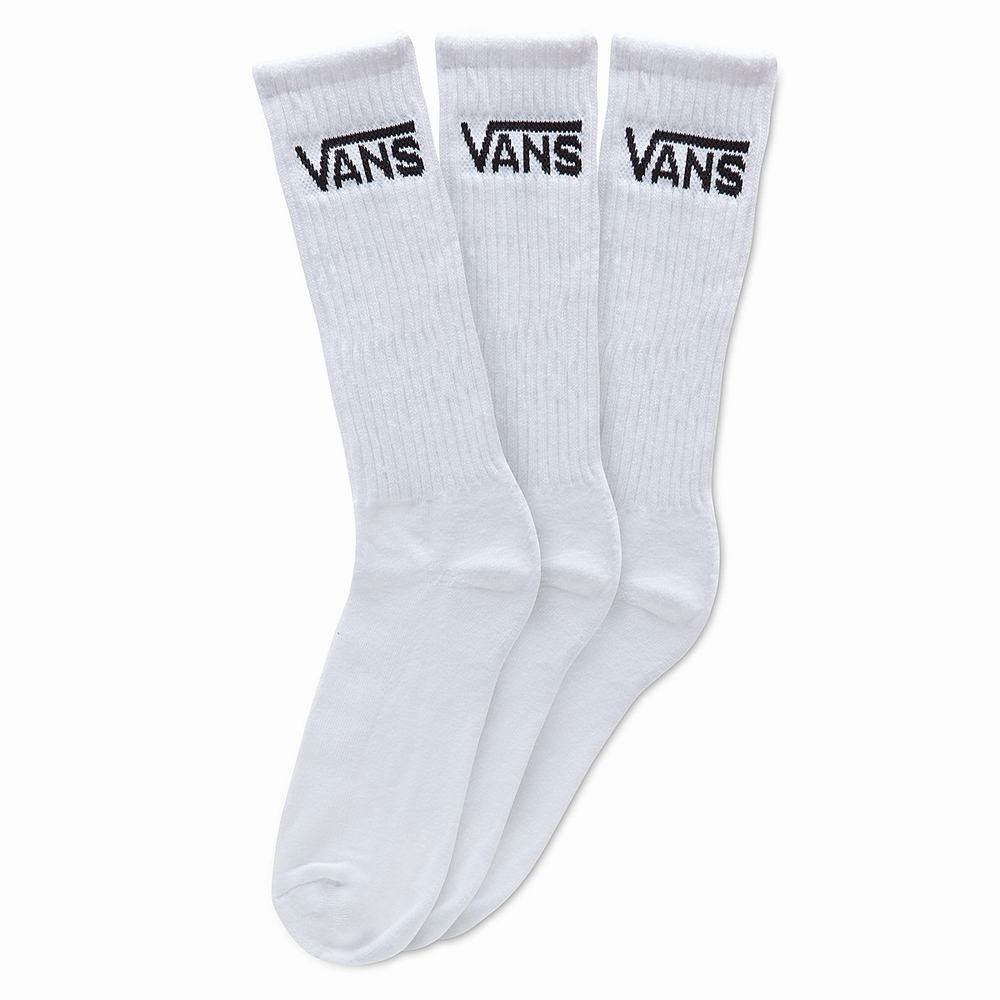 Men\'s Vans Classic Crew (3 Pair PK) Socks White | USA09652