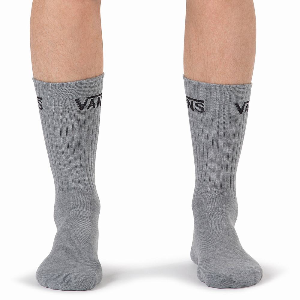 Men's Vans Classic Crew (3 Pair PK) Socks Grey | USA86035