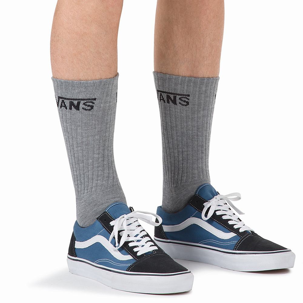 Men's Vans Classic Crew (3 Pair PK) Socks Grey | USA86035