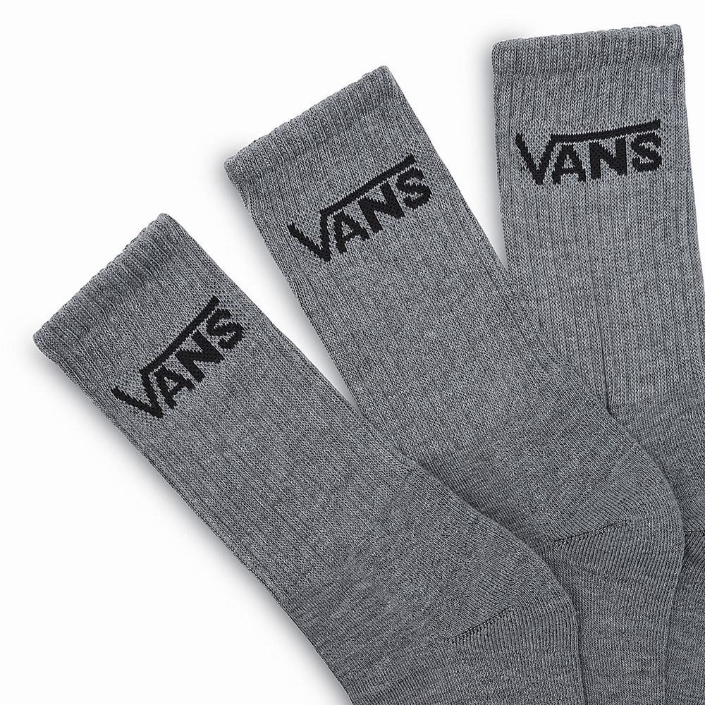 Men's Vans Classic Crew (3 pairs) Socks Grey | USA21589