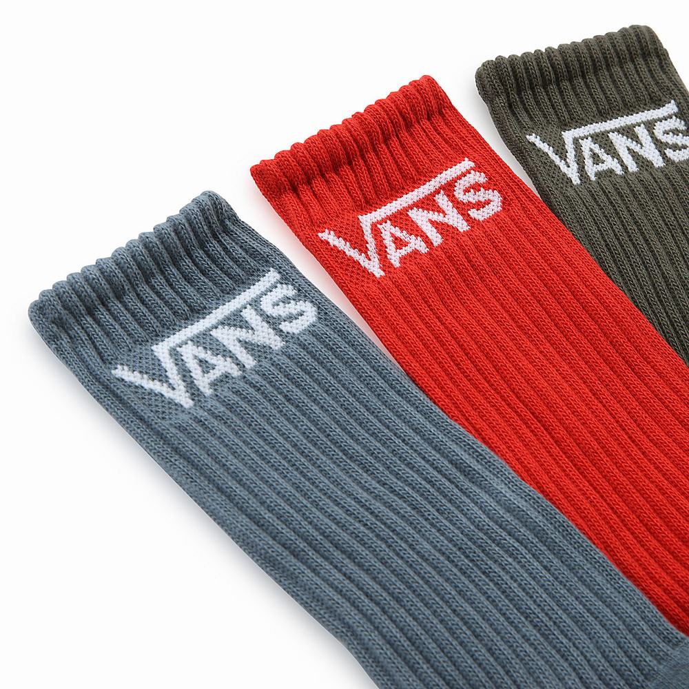 Men's Vans Classic Crew (3 pairs) Socks Red | USA21593