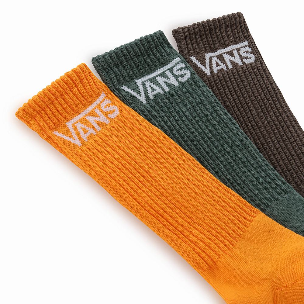 Men's Vans Classic Crew (3 pairs) Socks Brown | USA34857