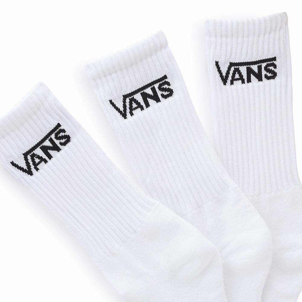 Men's Vans Classic Crew (3 pairs) Socks White | USA42198