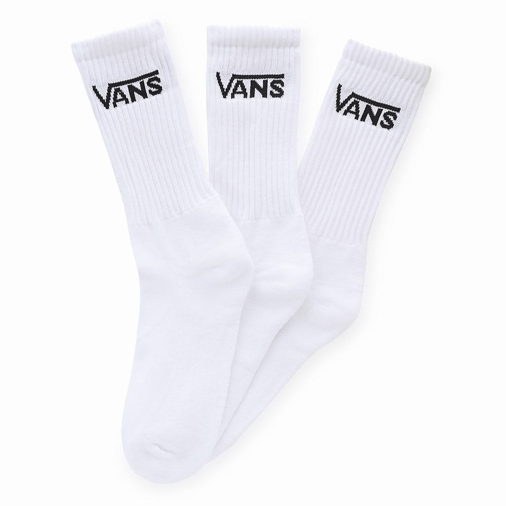 Men\'s Vans Classic Crew (3 pairs) Socks White | USA42198