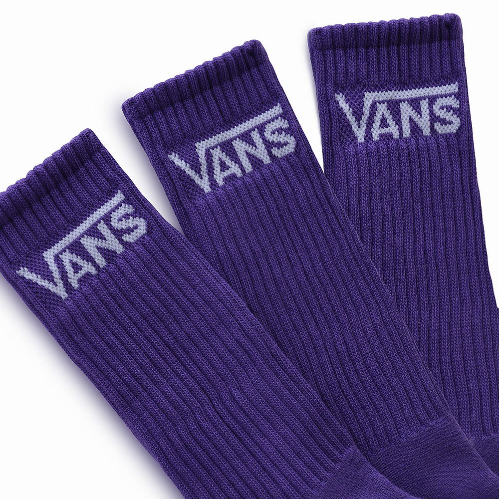 Men's Vans Classic Crew (3 pairs) Socks Purple | USA46218