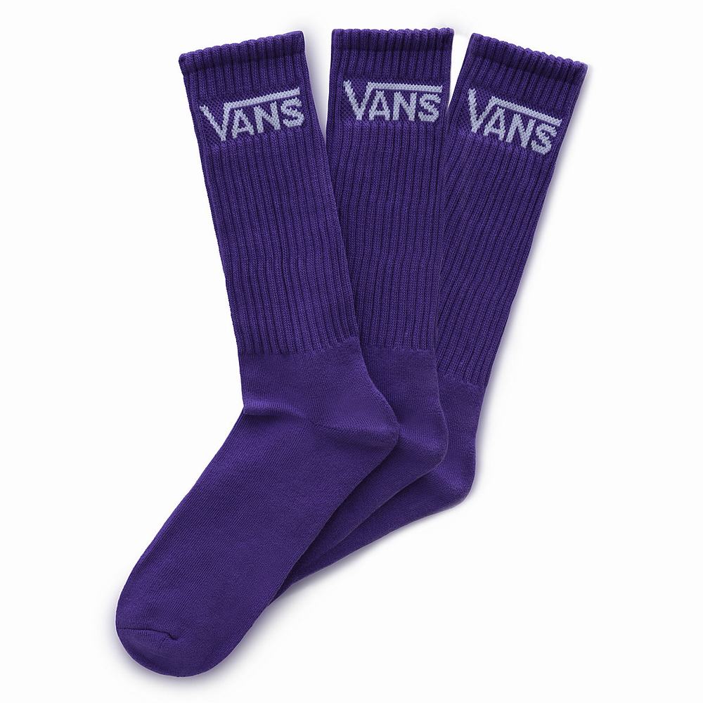 Men\'s Vans Classic Crew (3 pairs) Socks Purple | USA46218