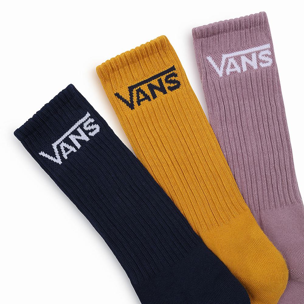 Men's Vans Classic Crew (3 pairs) Socks Pink | USA46352