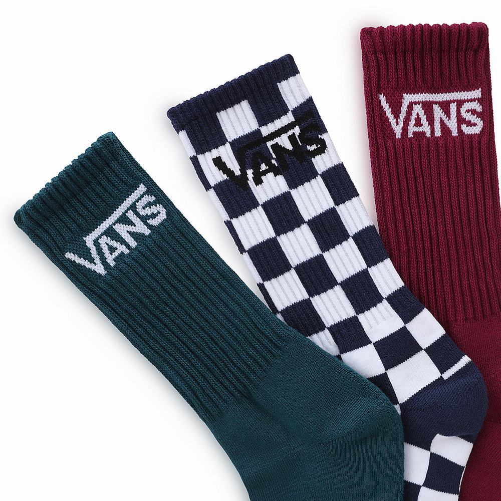 Men's Vans Classic Crew (3 pairs) Socks Blue | USA73528