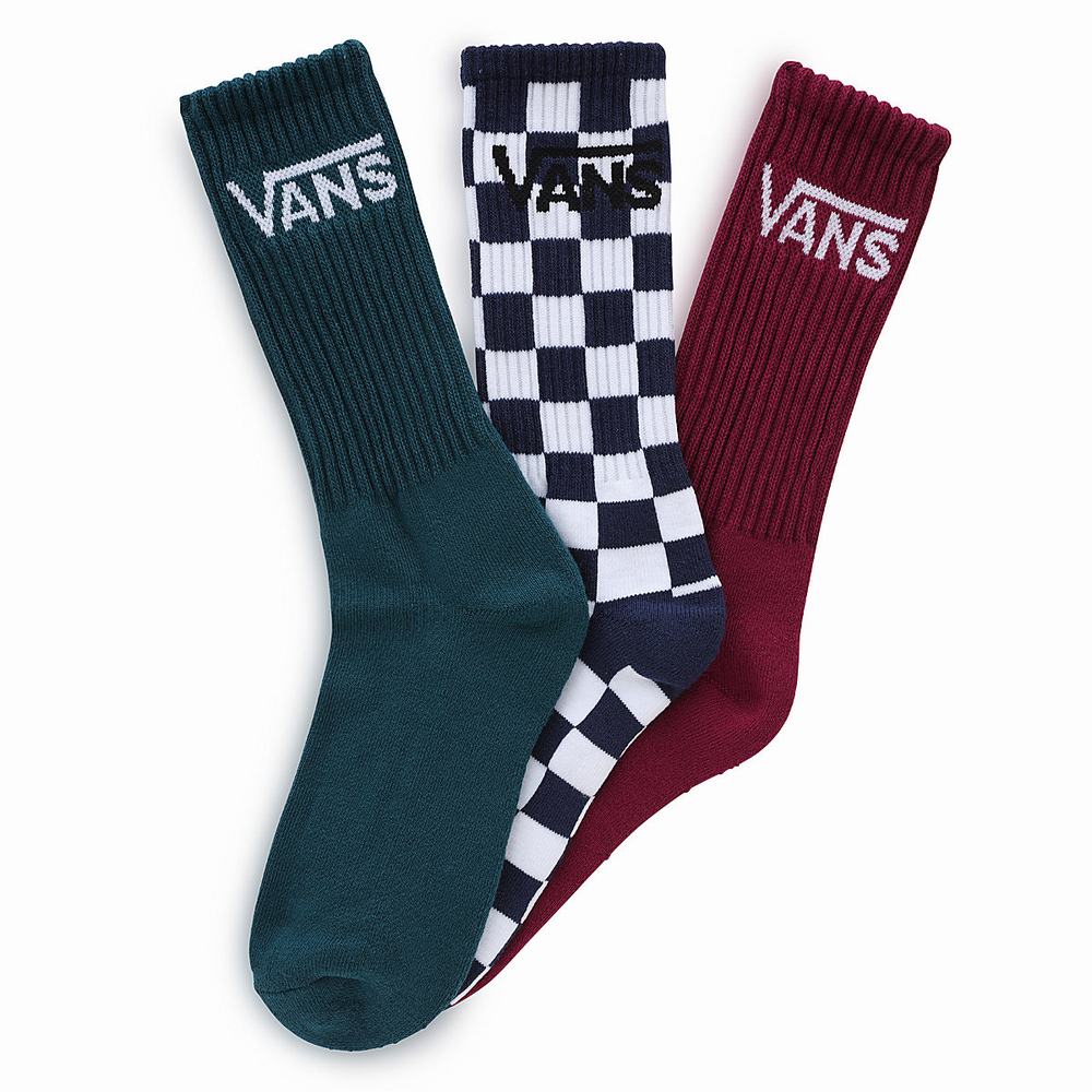 Men\'s Vans Classic Crew (3 pairs) Socks Blue | USA73528