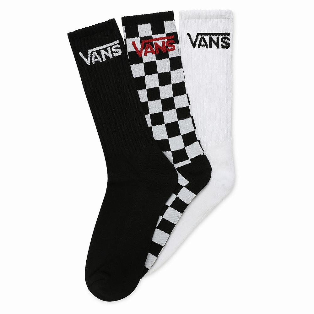 Men\'s Vans Classic Crew (3 pairs) Socks Black | USA82519