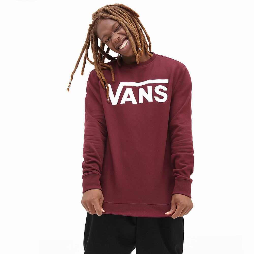 Men\'s Vans Classic Crew II Sweatshirts Red | USA39164