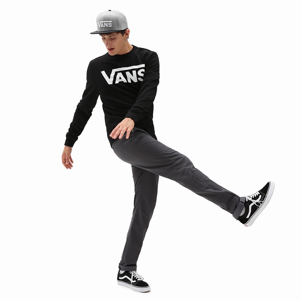 Men's Vans Classic Crew Sweatshirts Black / White | USA57428