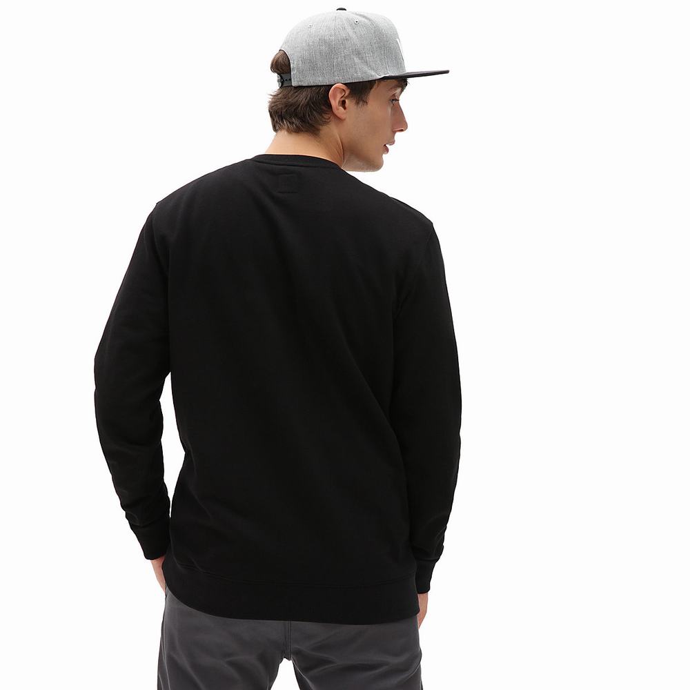 Men's Vans Classic Crew Sweatshirts Black / White | USA57428