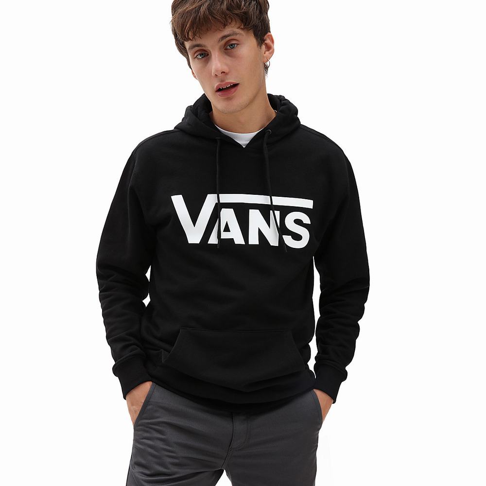 Men\'s Vans Classic Hoodie Black / White | USA31492