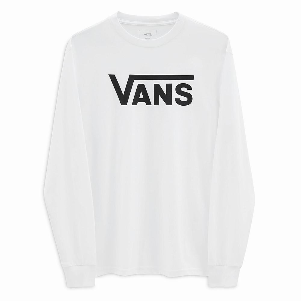 Men's Vans Classic Long Sleeve T Shirts White | USA18276