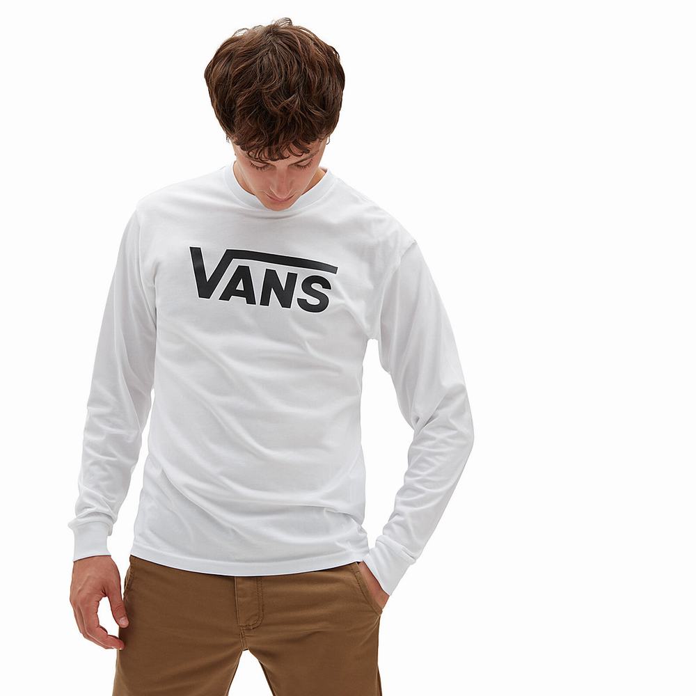 Men\'s Vans Classic Long Sleeve T Shirts White | USA18276