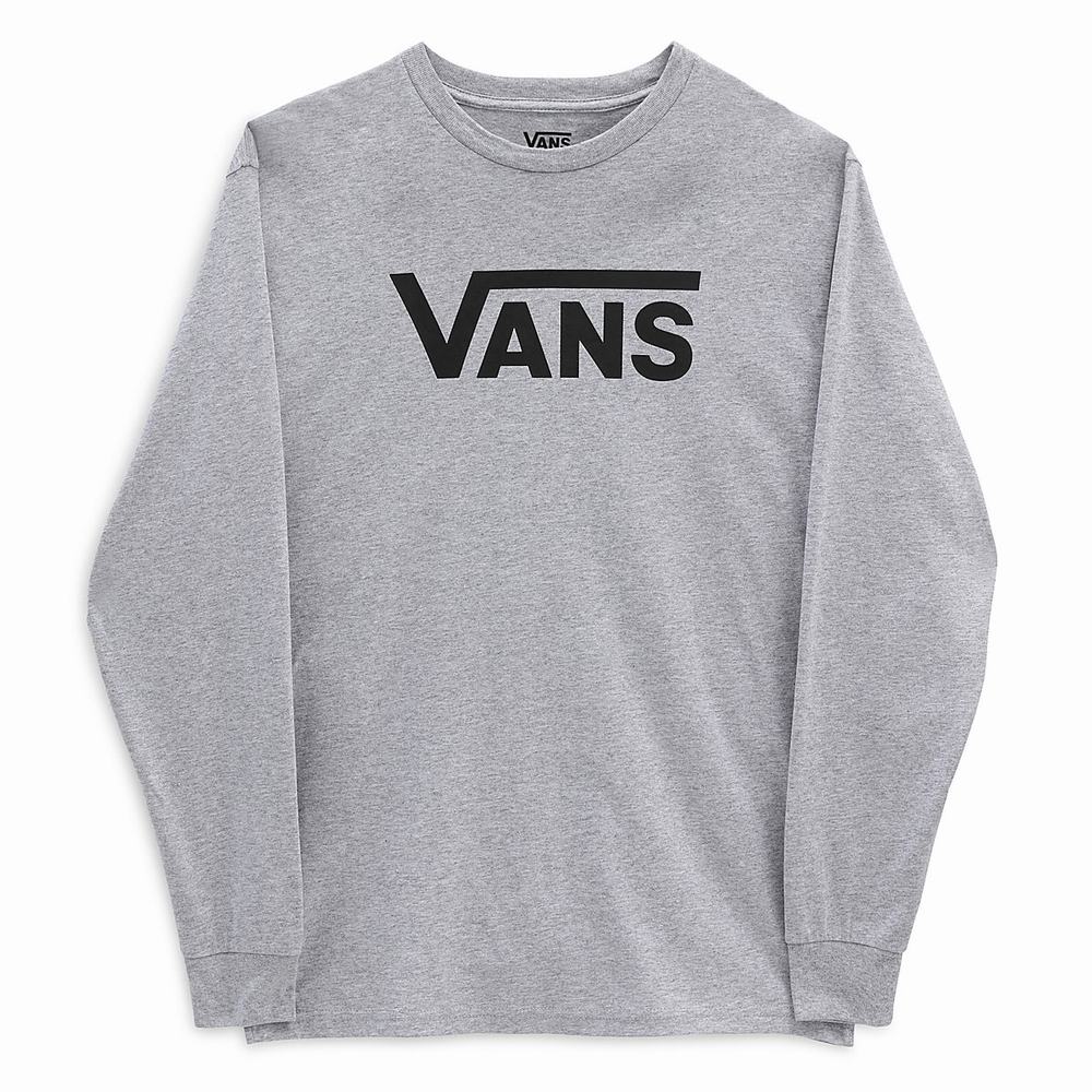 Men's Vans Classic Long Sleeve T Shirts Grey | USA87250