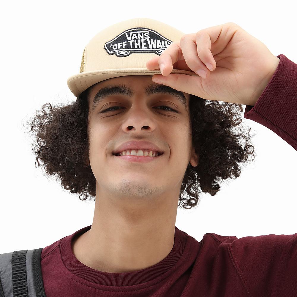 Men's Vans Classic Patch Trucker Hats Beige | USA86432