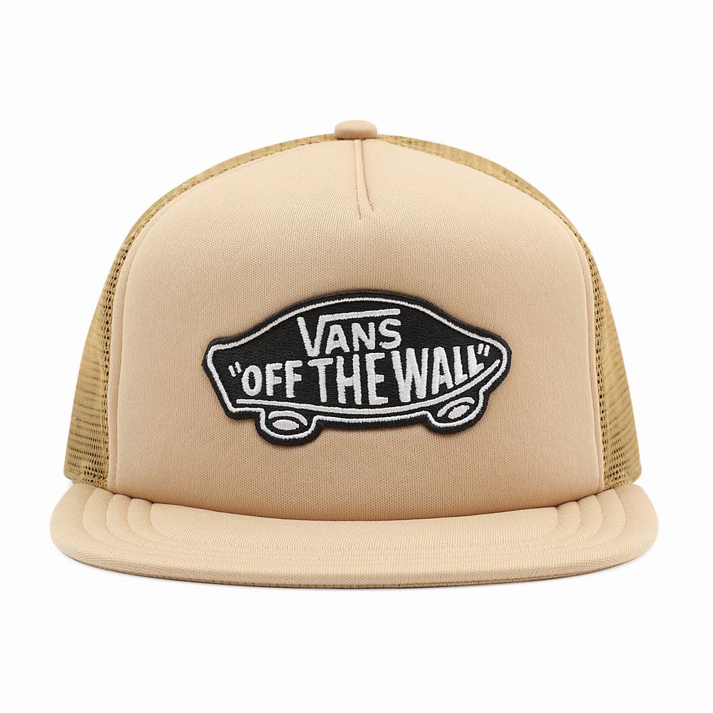 Men\'s Vans Classic Patch Trucker Hats Beige | USA86432