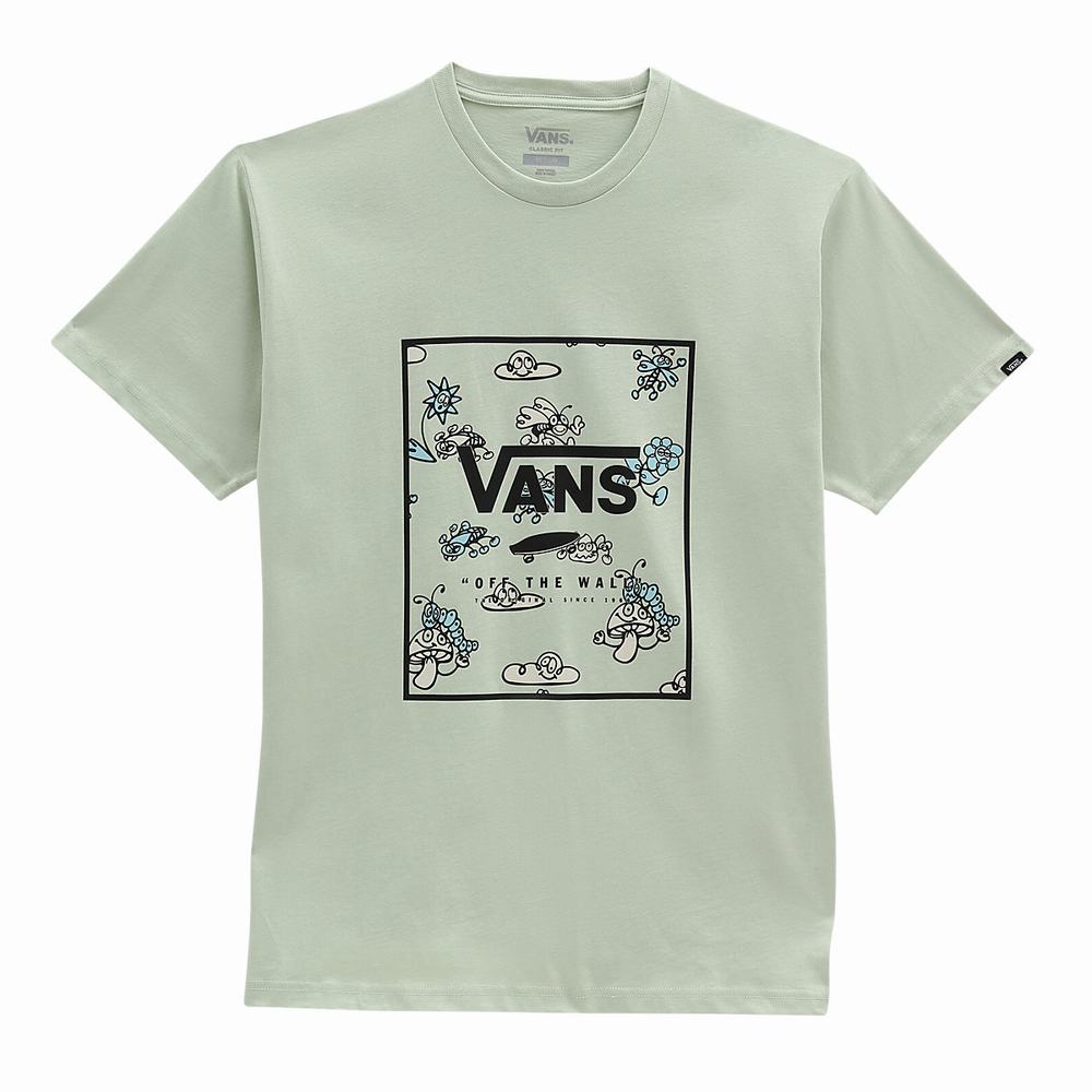 Men's Vans Classic Print Box T Shirts Green | USA60152